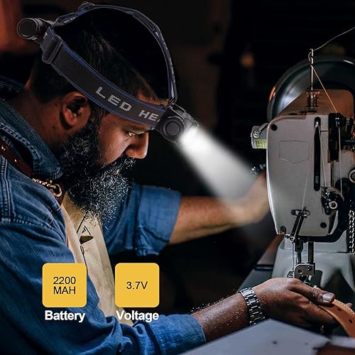 Miniatura 3 de Linterna frontal LED recargable de 1000 lúmenes, súper brillante, diadema ajustable, 5 modos, grado impermeable, para correr, senderismo, camping,