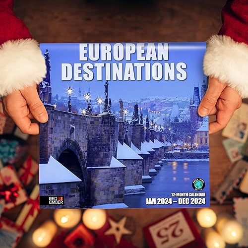 Miniatura 4 de RED EMBER European Destinations - Calendario mensual 2024  12 x 24 pulgadas abierto  Papel grueso y resistente  Regalar  Castillos de viaje  Haz un