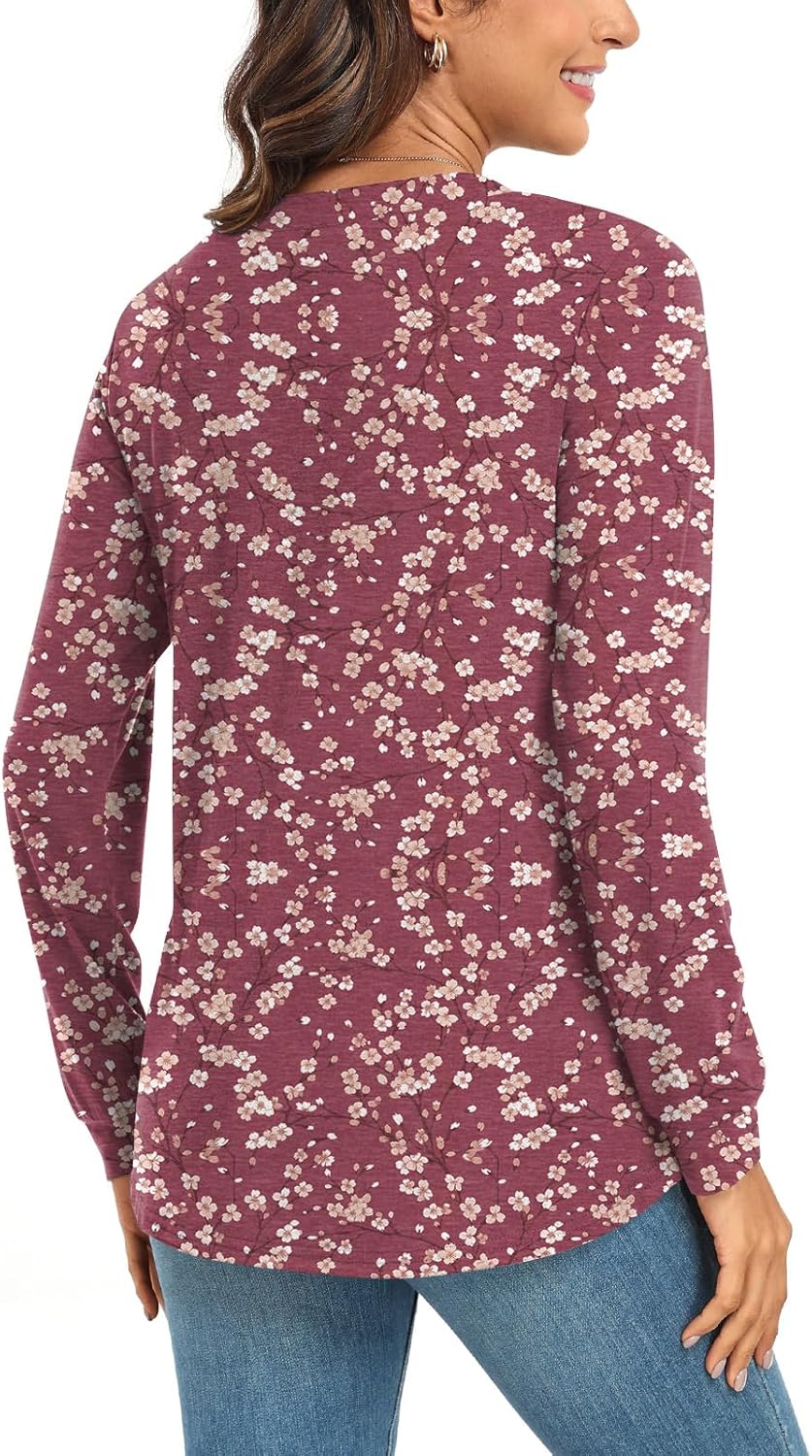 Anyally Women Fall Long Sleeve Tunic Tops Plus Size Dressy Casual Blouses Pleated Shirts for Leggings - Image 3