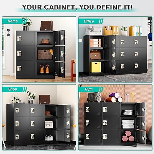 Miniatura 10 de Taquilla de metal para empleados gabinete de almacenamiento con puertas y estantes gabinete de almacenamiento de oficina gabinete de almacenamiento