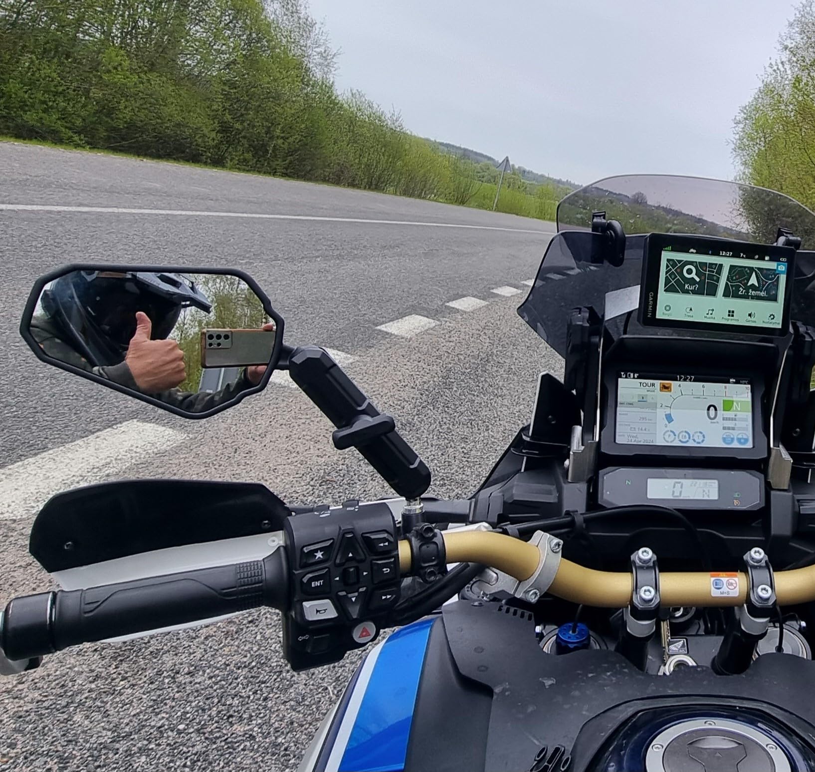 Rétroviseur universel pour moto 360° avec homologation E24 - Enduro réglable pour quad et moto - Compatible avec guidon de 22 mm - Vis M8/M10 - Idéal pour les routes et motos tout-terrain