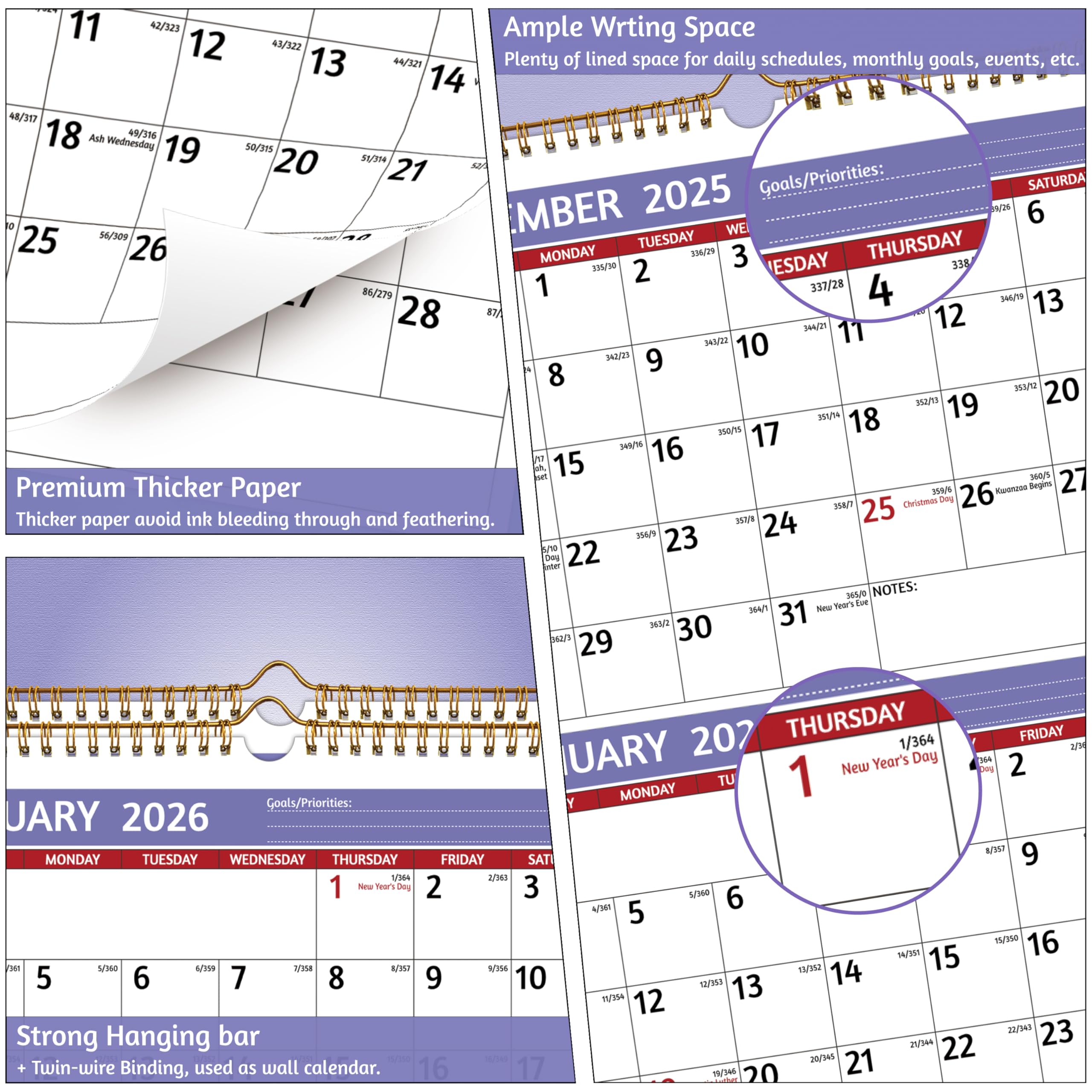 2026 Wall Calendar - 3 Month Calendar 2026 Vertical, Jan 2026