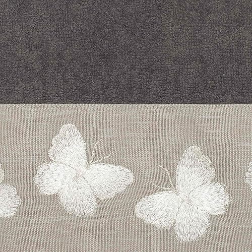 Vista 20 de Avanti Linens - Tarro cubierto, artículos esenciales para el baño de invitados, decoración del hogar inspirada en mariposas (colección Yara)