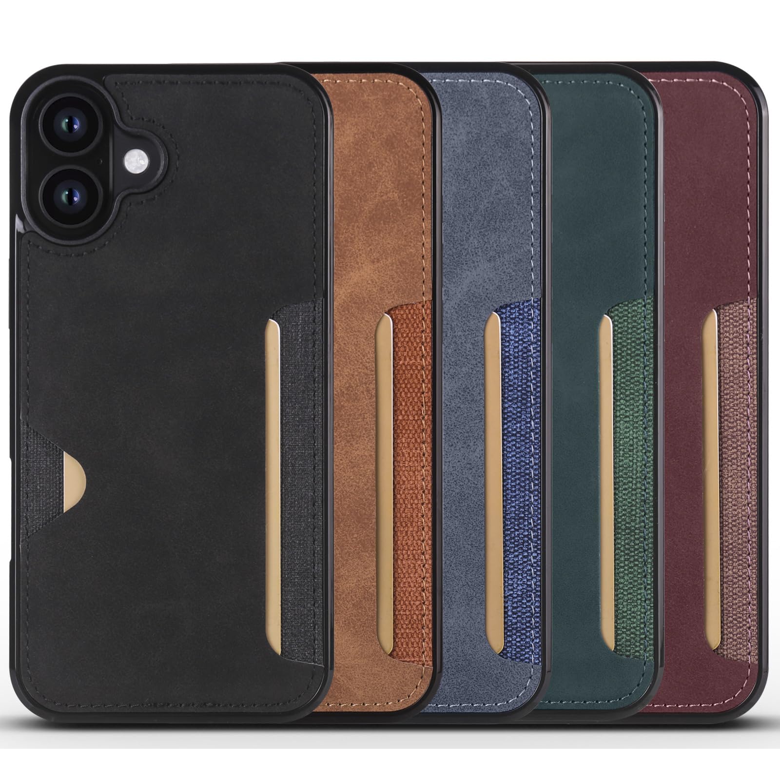 Etui na iPhone'a 17 Pro Max/17 Pro/Air/17, lekkie cienkie skórzane etui z przegródkami na karty, czerwone, 17 Pro