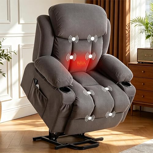 Power Lift Recliner Chair with Massage,Heat,Cup Holders for Elderly