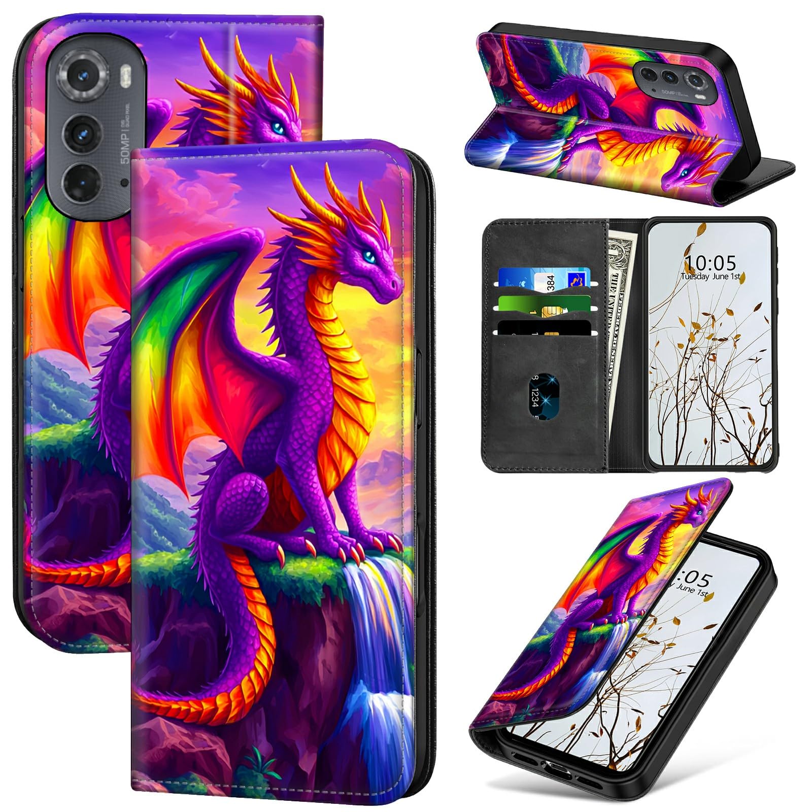 Dikoer Wallet Case for Motorola Moto G 5G 2022 6.6 Inch Women Men, Flip Cover with Kickstand Card Slots Magnetic Closure Shock-Absorbent Protection