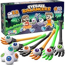 Halloween Eyeball Spoon Relay Race Game for Kids with Skeleton Hands