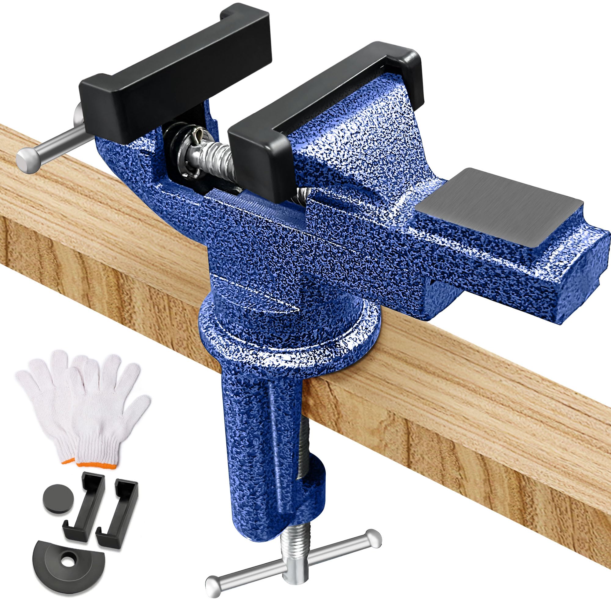 Table Vise 3.1 Inch, 360° Home Vise Portable Bench Clamp, Clamp-on Vise Bench Clamps Fixed Tool for Woodworking, Metalworking, Cutting Conduit,