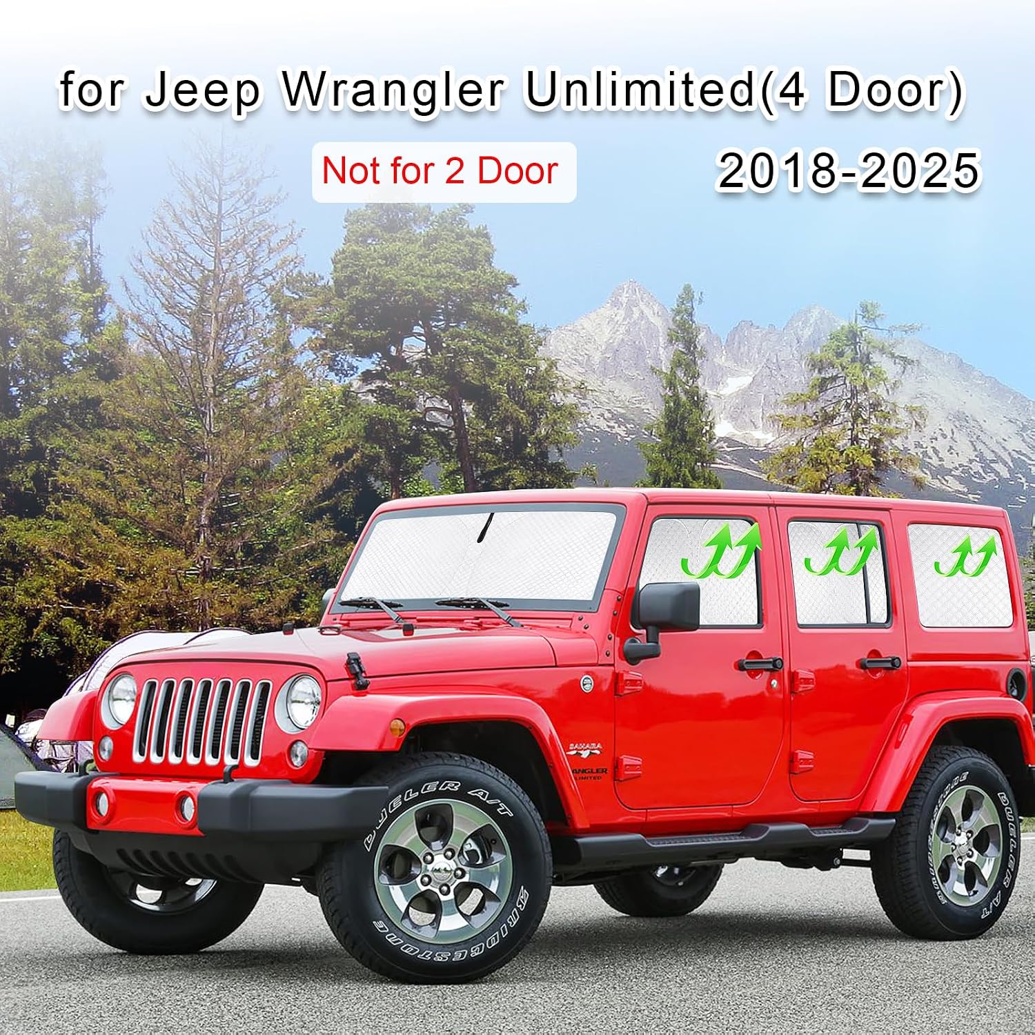 KMF 7pcs Sun Shades for Jeep Wrangler 4 Door 2018-2025 Accessories, Unlimited Sunshade Full Car Window Covers for Windshield Side Rear, UV Block and Blackout Privacy for Car Camping Outdoor