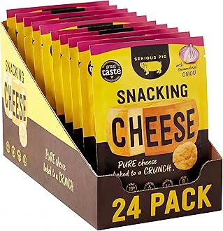 Serious Pig Snacking Cheese Caramelised Onion Flavour - Pure Cheese Crisps High Protein Low Carb (24 x 24g)