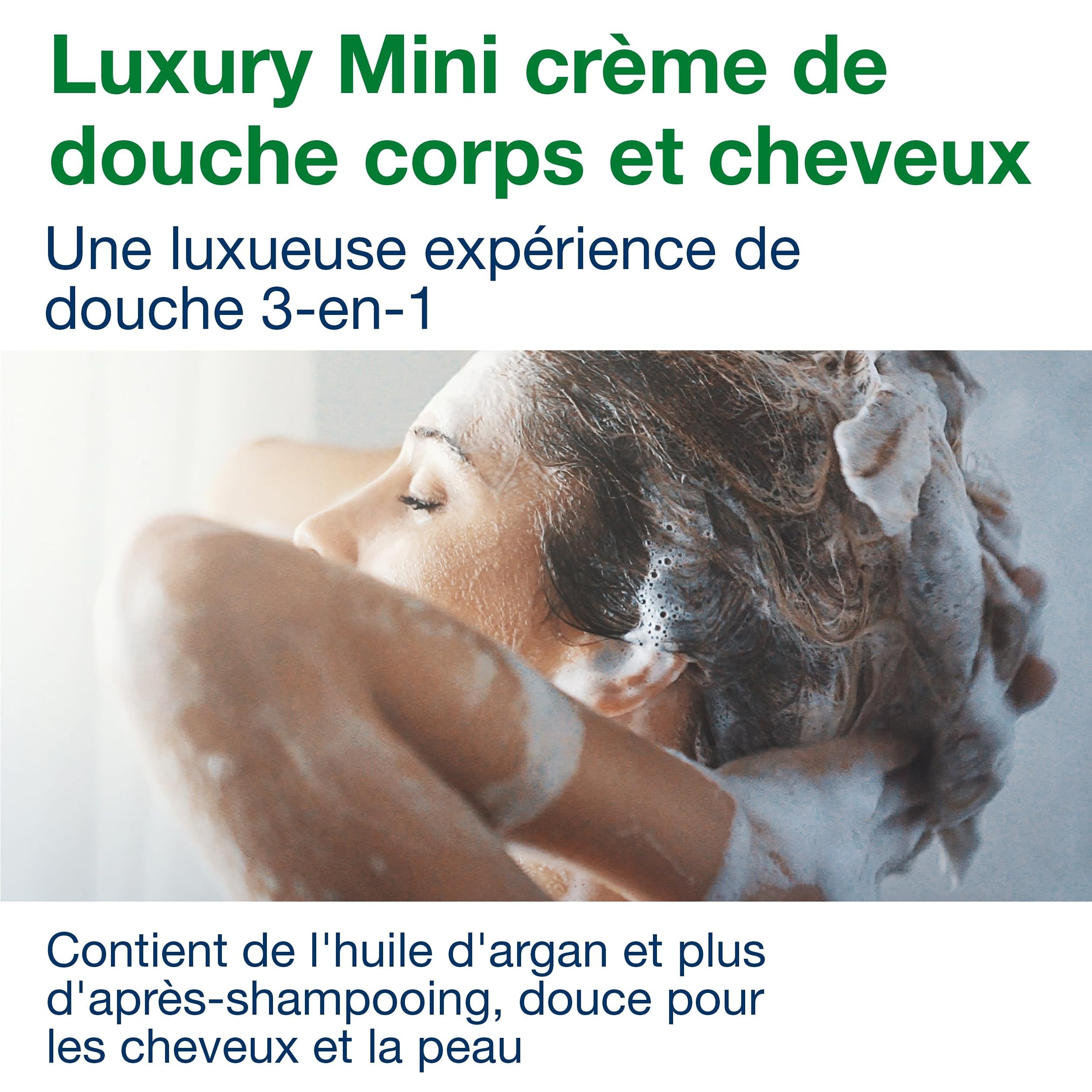 Tork Luxury Mini crème de douche corps et cheveux S5, shampooing, après-shampooing et gel douche 3-en-1, 8 x 525 ml, 425662
