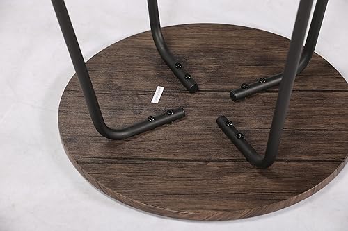 Miniatura 6 de VECELO Mesa auxiliar para patio al aire libre, pequeña, redonda, estilo de metal antioxidante, para jardín, balcón, patio, sala de estar, color