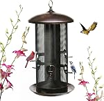 Nature's Rhythm Metal Hopper Bird Feeder Deux chambres, lourd devoir Mesh métal Dual Seed Compartiments Outdoor Hanging Wild Bird Feter avec 10 Ports d'alimentation,10lbs Capacité de semences