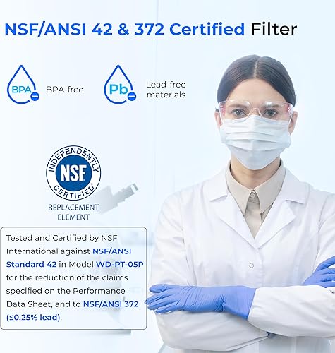 Miniatura 4 de Waterdrop Dispensador de filtro de agua delgado de 35 tazas, gran capacidad, larga vida útil de 200 galones, filtración más rápida, reduce el cloro,