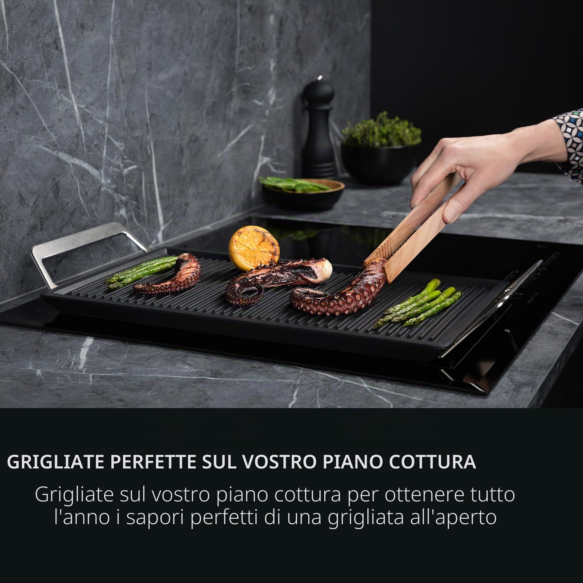 AEG A9HHPG11 Plancha Grill 2.0, rivestimento antiaderente in ceramica Easy2Clean, distribuzione ottimale del calore, per forno e piano cottura