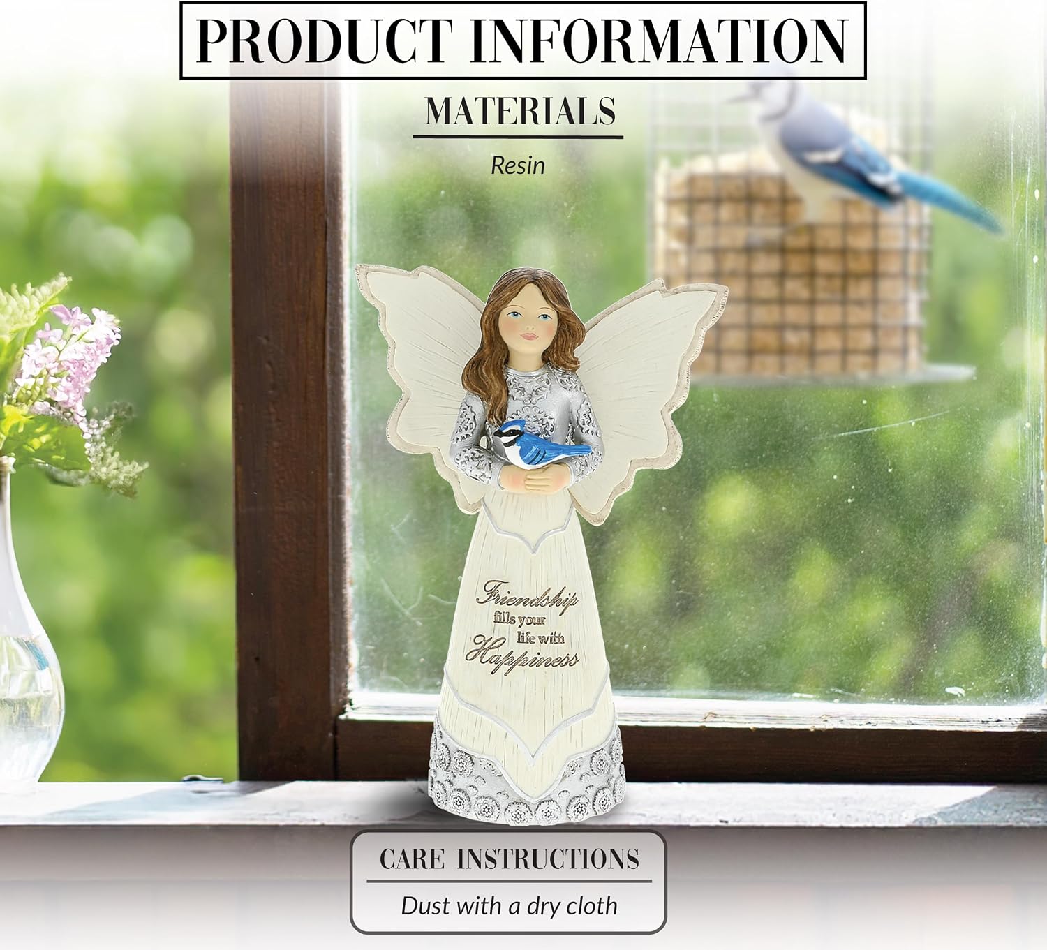 Pavilion Gift Company - Friendship - 5.5' Angel Figurine Religion Faith Religious Faithful Friends Friendship Best Friend Bestie Blue Jay Home Decor image 2