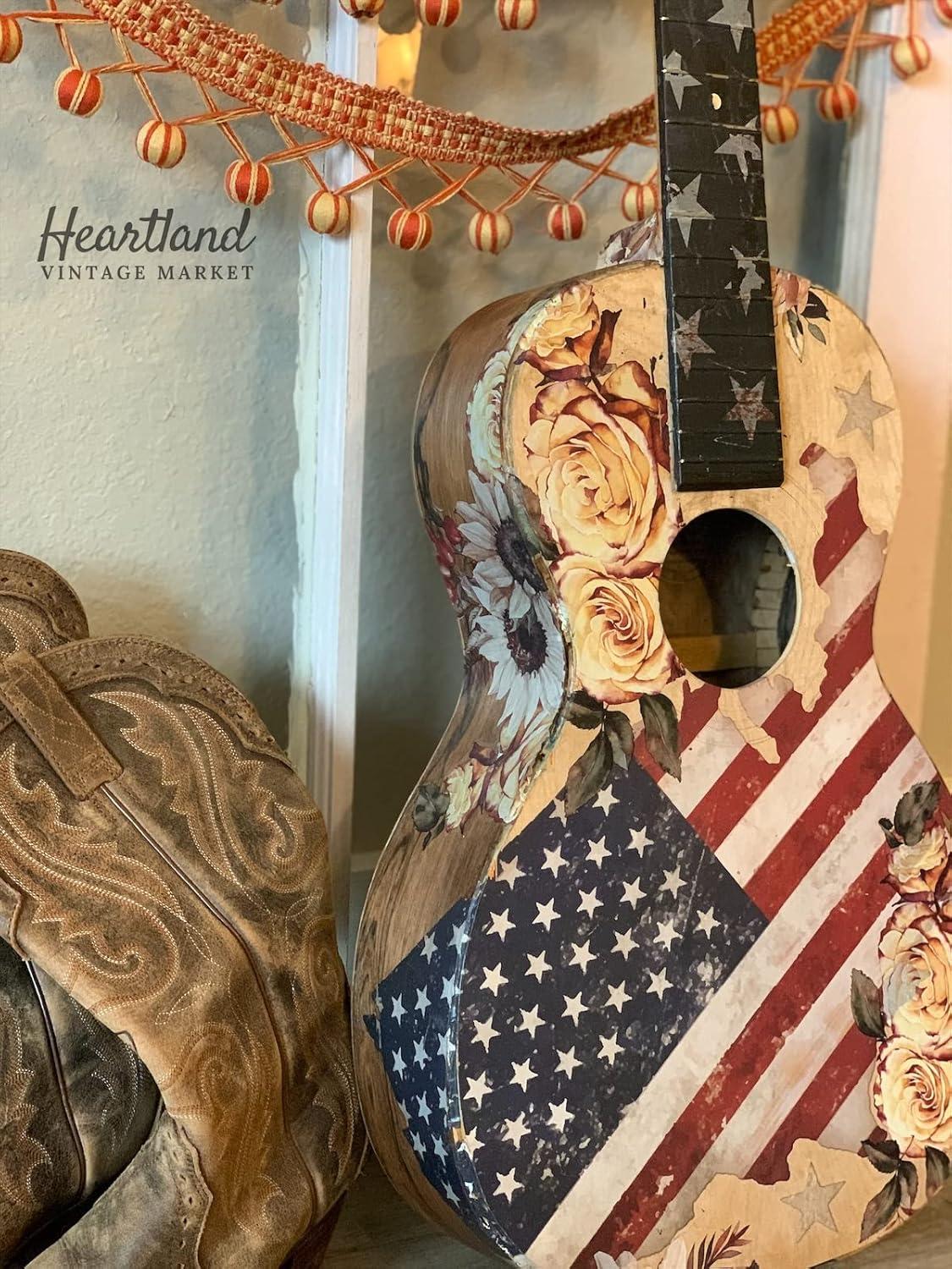 Redesign with Prima Decor Transfers®America Flag Total Sheet Size 23"x30" 655350641733 Rub on Transfers for Crafts and Furniture Home Decor Transfers | Furniture and Craft Decals