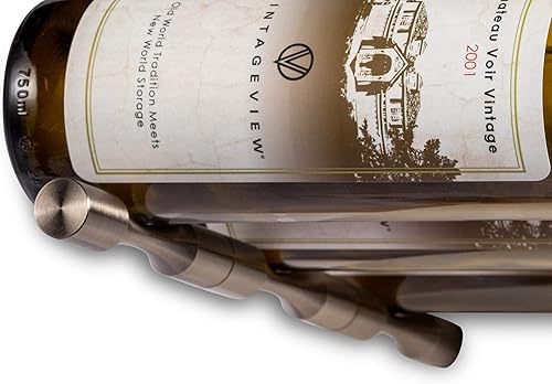 VintageView Extensión de pines de vino – 1 botella montada en la pared para botella de vino (Gunmetal) – Elegante almacenamiento de vino moderno con