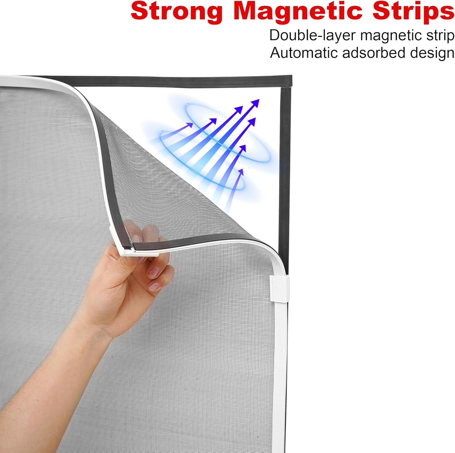 White Magnetic Window Screen Adjustable Window Net 44”x 48” Fiberglass Window Screen Mesh for House Windows with Magnets