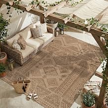 jinchan 8x10 Washable Faux Jute Area Rug, Boho Southwestern Geometric Natural Fiber Look Floor Mat, Low-Pile Non-Slip Large Outdoor Rug for Living Room Dining Room Patio, Natural Taupe