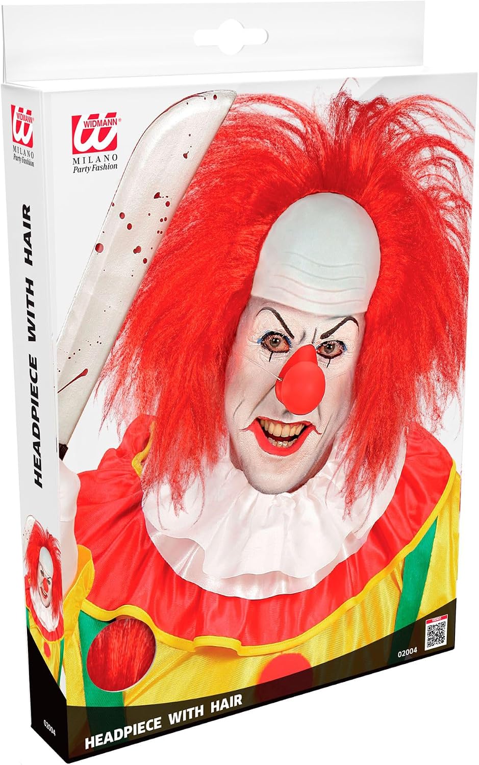 Widmann 02004 Wig Clown Bald with Red Hair in Box Horror Killer Theme Party Halloween, Multicoloured, Standard Size