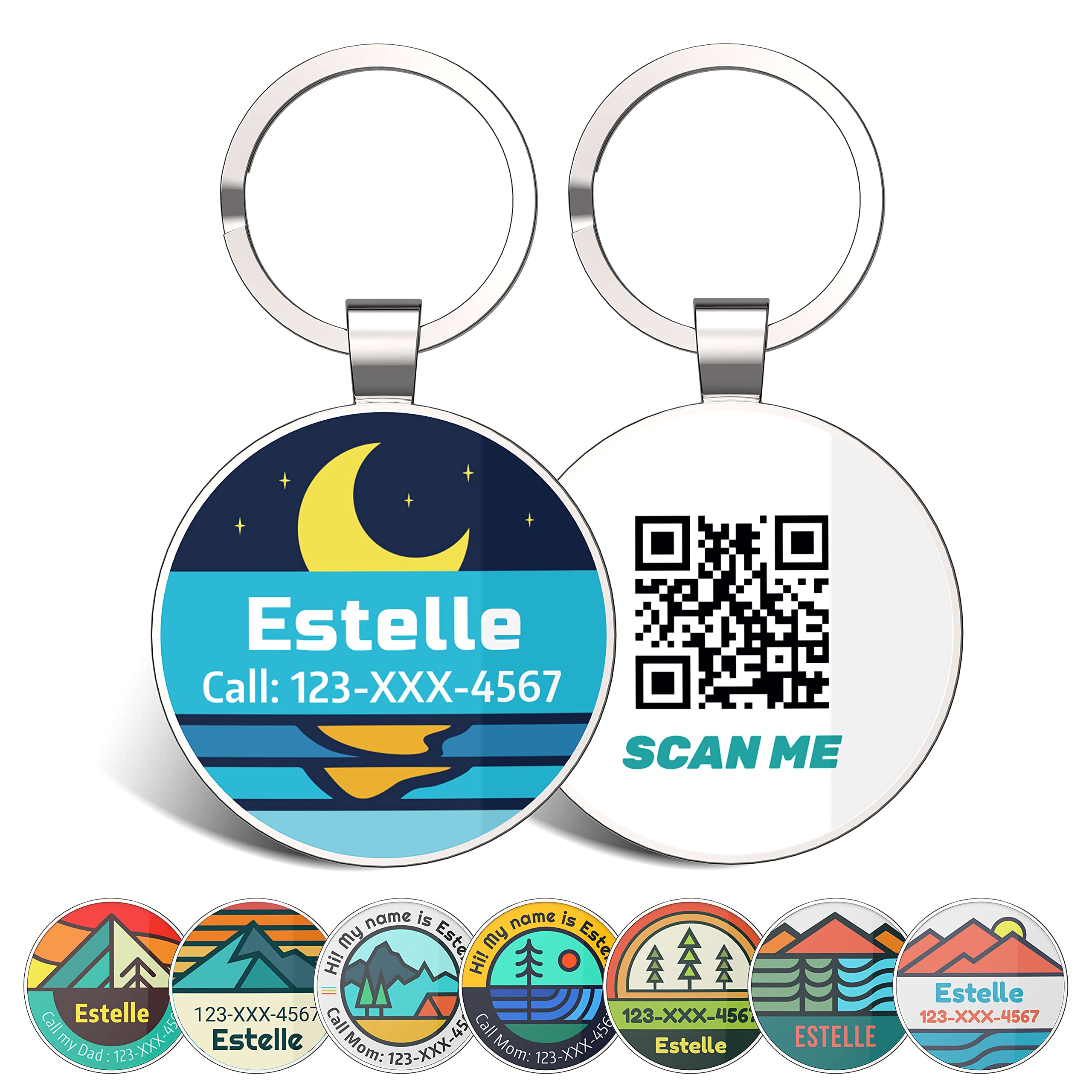 KEKID Custom Dog ID Tags, Personalized Pet ID Tags with QR Code, Free Online&Scan QR Receive Instant Location Alert Email