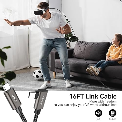 Miniatura 2 de Cable de conexión, cable de extensión USB C 3.0 a USB C de 16 pies, cable de carga de transferencia de datos de alta velocidad para auriculares VR