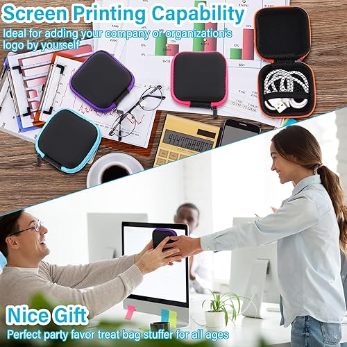 Miniatura 5 de Sweetude 30 juegos de funda portátil para auriculares USB-C, con cable, funda cuadrada de EVA para auriculares, accesorios para teléfono celular,