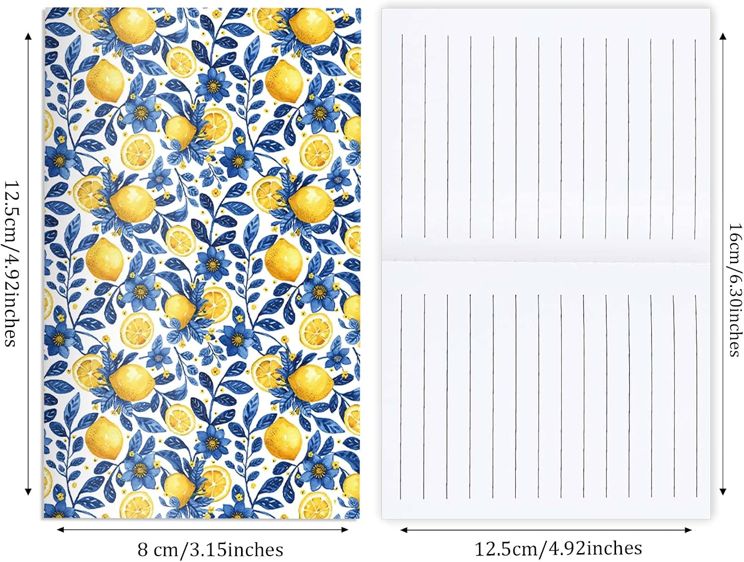 OXYLIPO 24 Pcs Lemon Mini Notebooks, Lemon Pocket Notepads Journal Memo Pads – 12 Lemons Designs (2 of Each), 16 Lined Pages, 3.15x4.92 Inch Mini Notebooks for Lemonade Birthday Party Favors, Gifts image 2