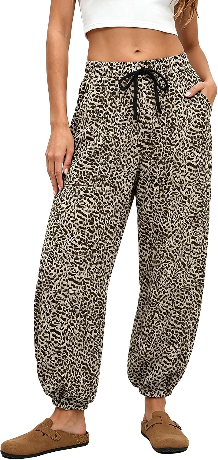 Women's Barrel Sweatpants High Waist Joggers with Pockets