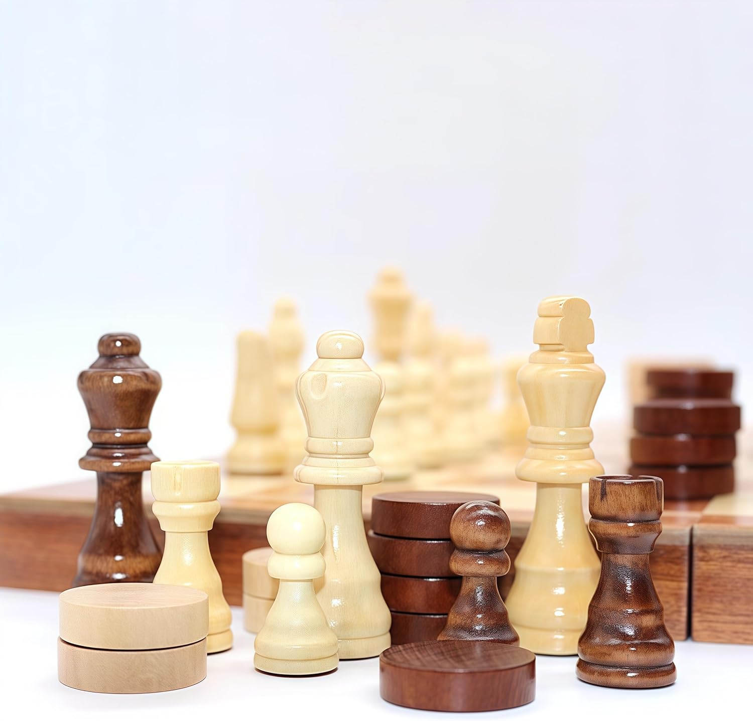 Top Natural Wood Chess Set - Travel Games Sets with Board Games Gift, Chess Gifts & Pieces