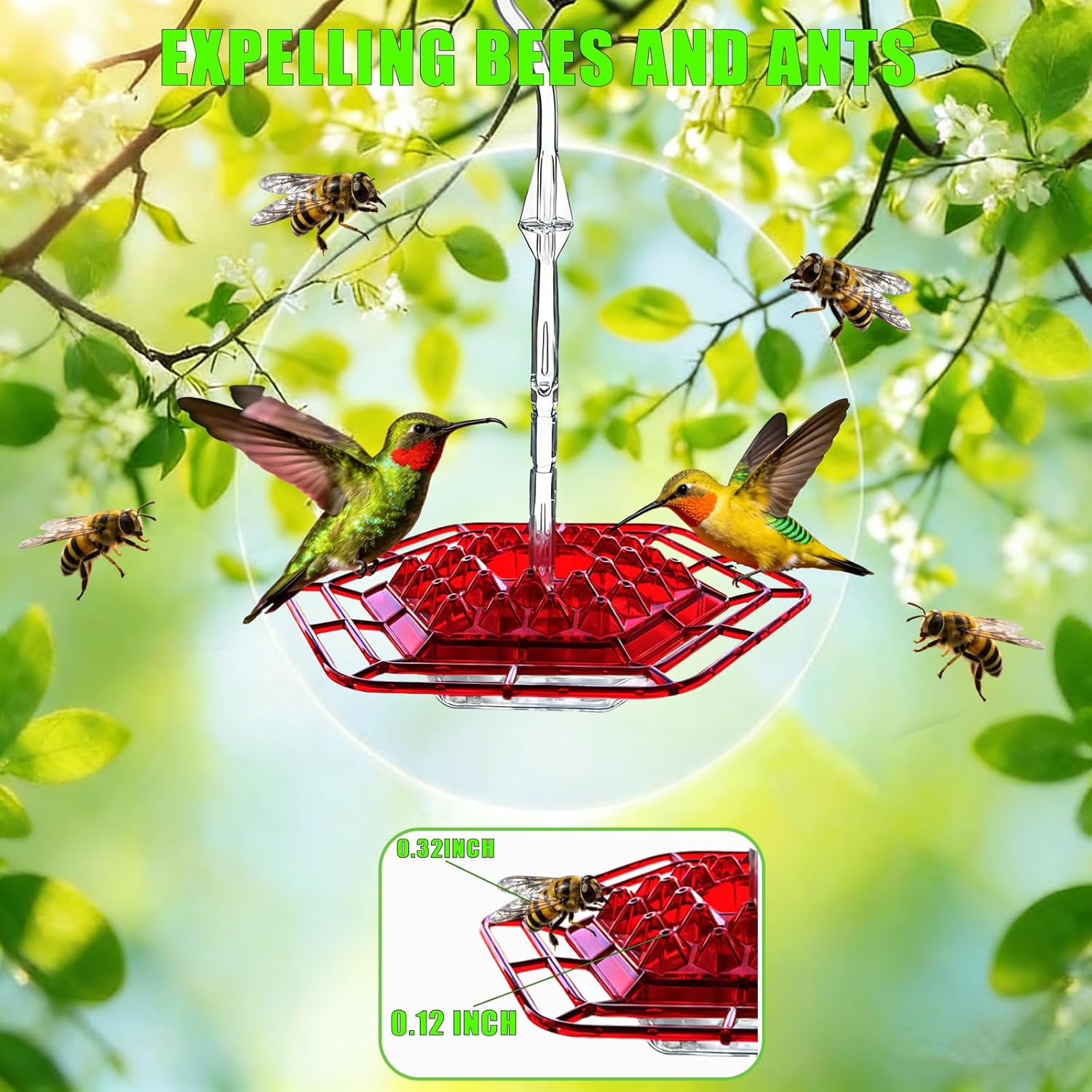 Hummingbird Feeder for Outdoors Hanging,Easy to Clean and Refill,Ant Proof No Leak,with 30 Feeding Ports Saucer Humming Bird Feeder Hummingbird feeders for Window (Purple 1)