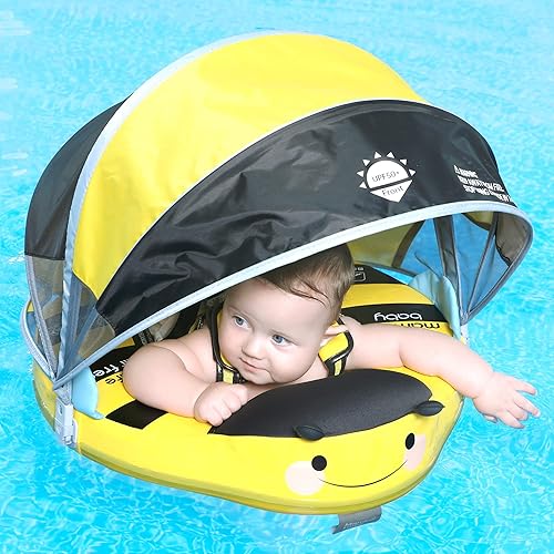 Miniatura 7 de Mambobaby Float Add Tail - Flotador de natación para bebé con dosel, piscina sólida, entrenamiento de natación, flotadores de agua sin aire, anillo