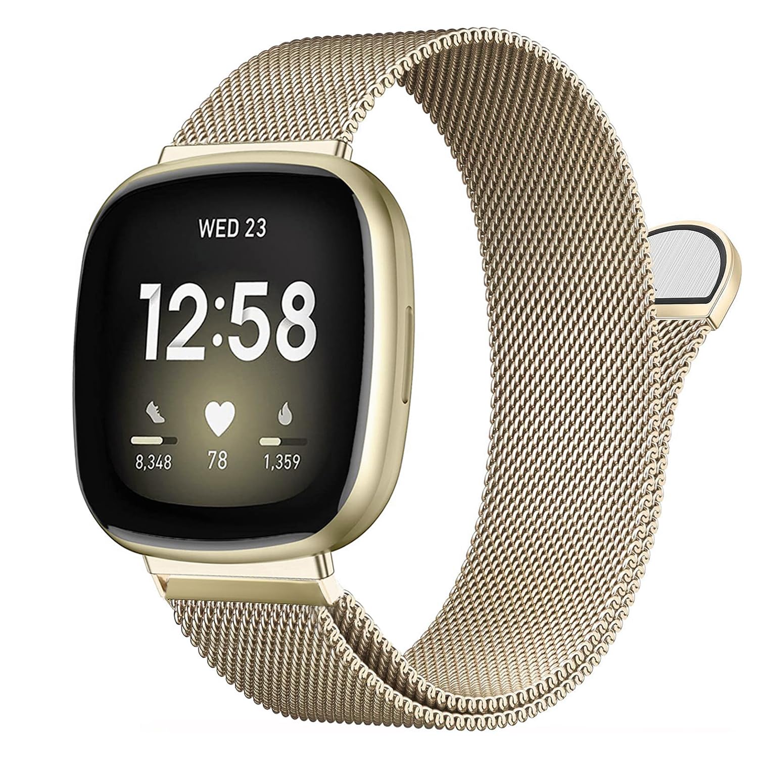 Issinlky Metal Band Compatible with Fitbit Versa 3/Fitbit Versa 4, Stainless Steel Replacement band for Fitbit Sense 2/Fitbit Sense Smartwatch