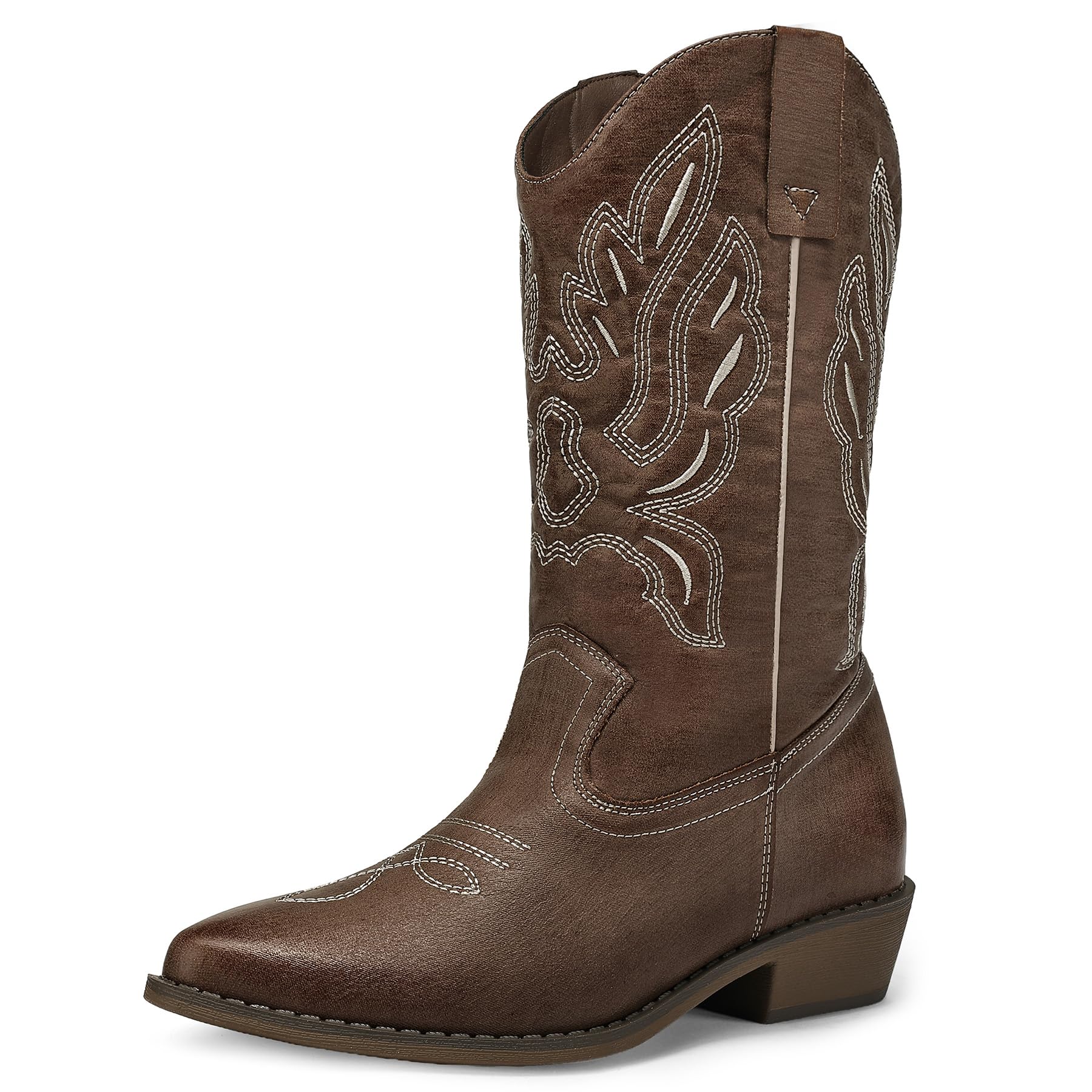 Photo 1 of mysoft Cowboy Boots For Women - Western Cowgirl Boots Mid Calf Chunky Heel Booties Pointed Toe Country Shoes