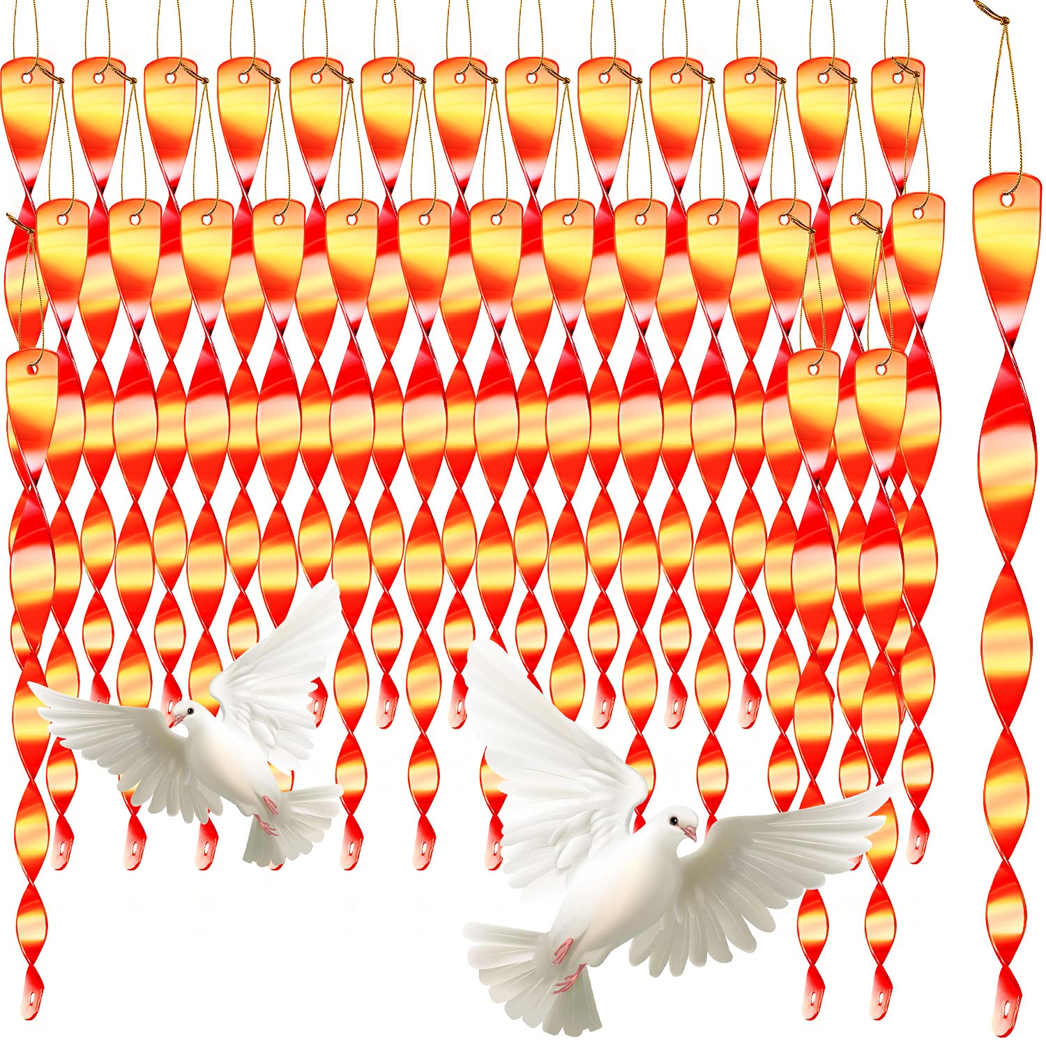 YoungJoy 30 Pcs Reflective Rods Wind Twisting Spiral Device Hanging Reflectors (Red, 30 Pcs)