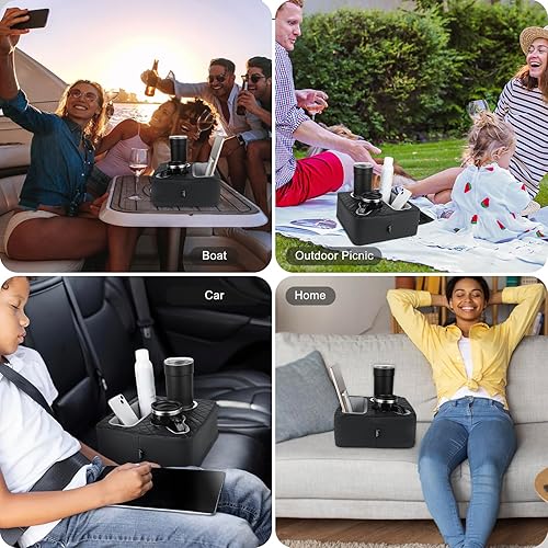 Miniatura 2 de Portavasos para automóvil, organizador de asiento trasero, organizador de cama de camión, expansor de portavasos para sofá cama, bandeja de barco,