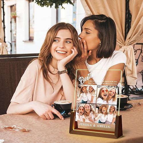Miniatura 5 de Regalos personalizados de amistad para mejores amigas para ella, regalos de cumpleaños para la mejor amiga, placa de acrílico LED personalizada con