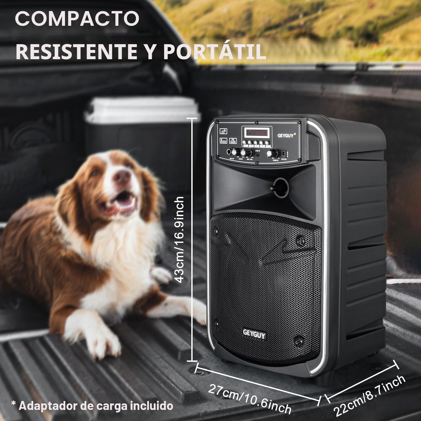 Karaoke con 2 Microfonos inalambricos, Portátil Altavoz Karaoke con 2 Microfono, Karaoke Profesional Grande Altavoz Bluetooth Potente Soporte USB,SD, MP3, FM, AUX,Mando a Distancia – GTSK8-2
