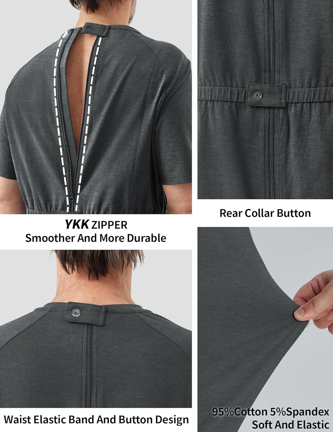 Adaptive Men's Security Back-Zip Jumpsuit - Easy Care Romper for Elderly & Limited Mobility - Image 5