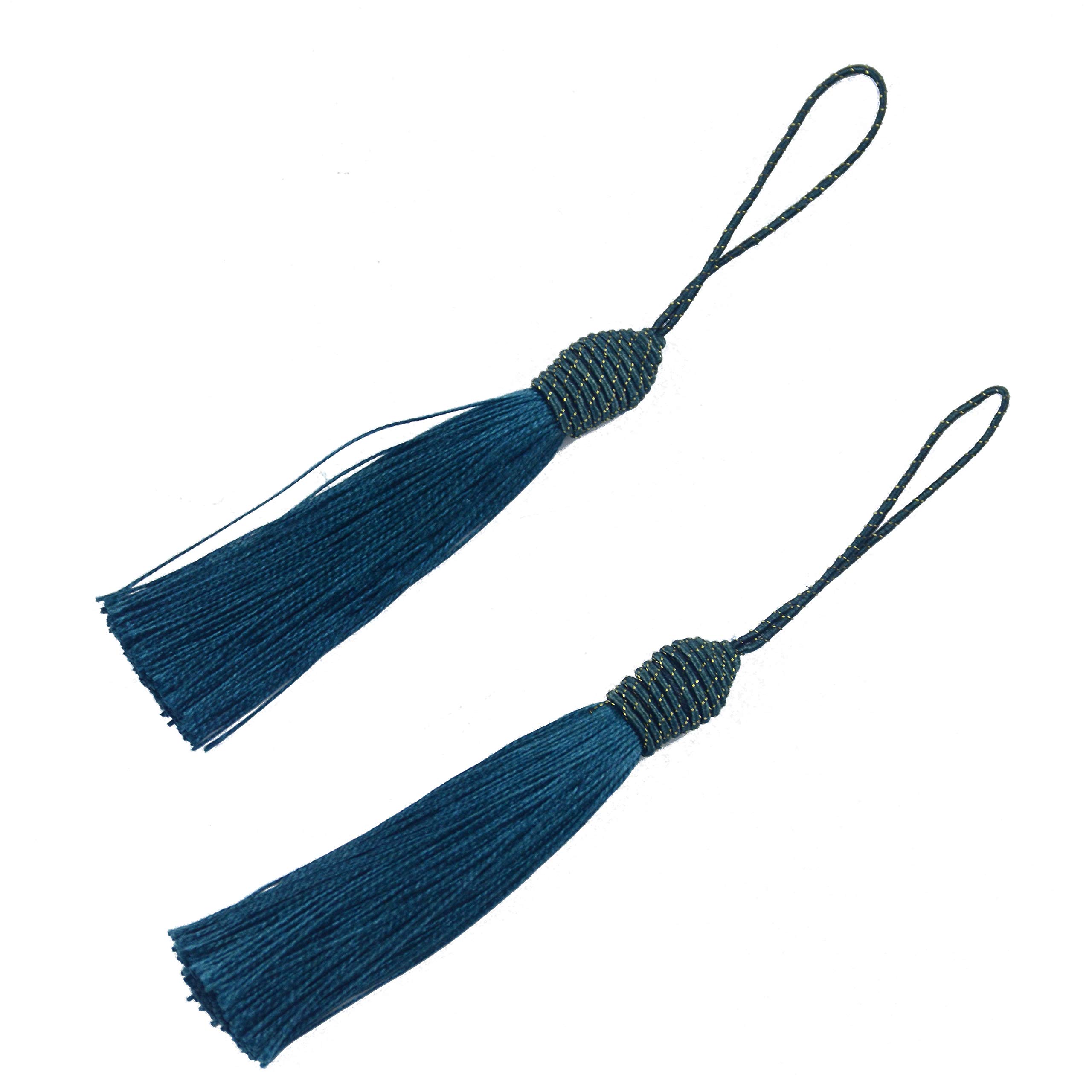 20pcs 15.5cm/6 Inch Silky Floss Bookmark Tassels with 2-Inch Cord Loop and Small Chinese Knot for Jewelry Making, Souvenir, Bookmarks, DIY Craft Accessory (Dark Teal)