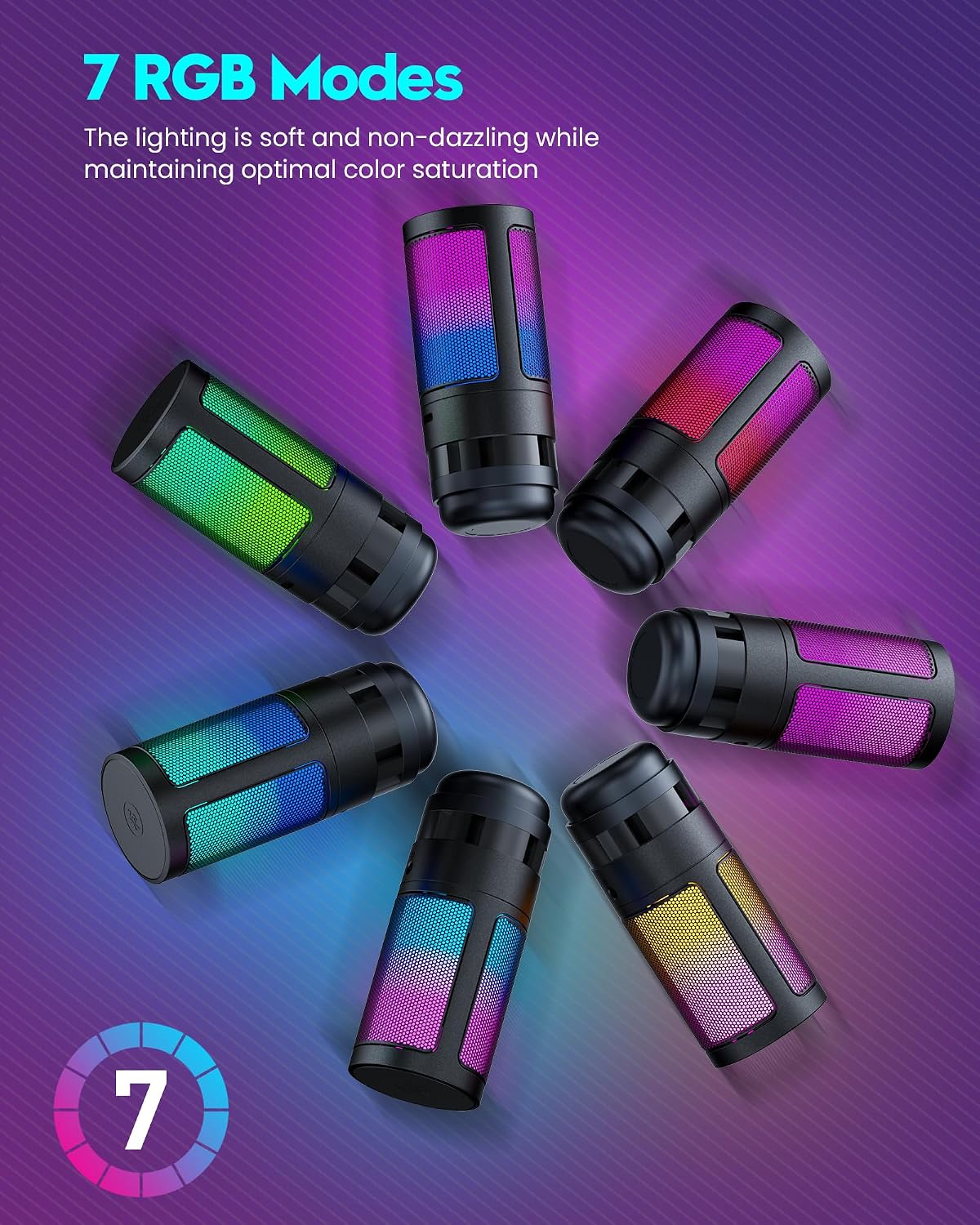 RGB Gaming Microphone with Boom Arm: USB Mic for PC - Streaming Microphone - Podcast Microphone Accessories - Mic for Computer - Suit for Youtube Titok - Image 6
