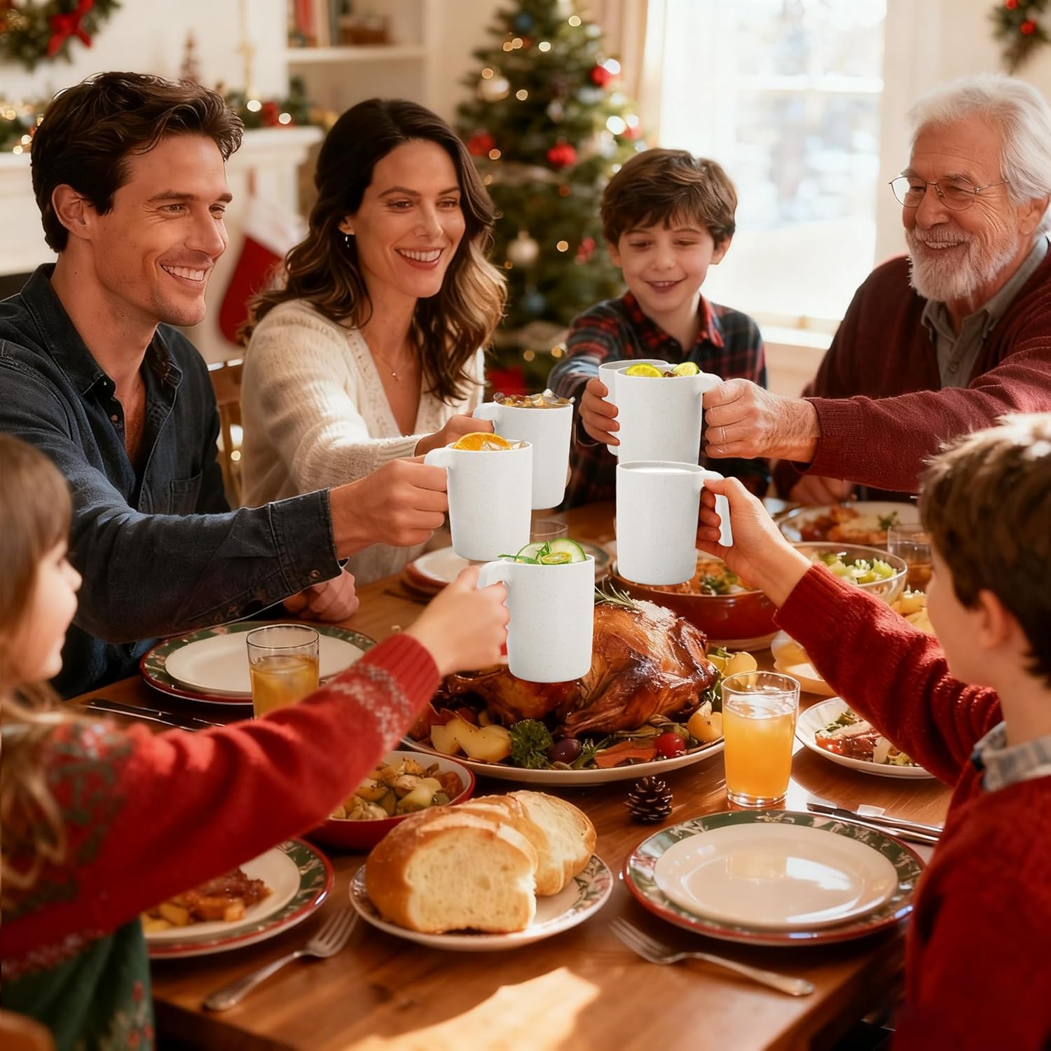 Homienly Coffee Mug Set - Wheat Straw Cups, Alternative to Plastic Coffee Cups Reusable | Unbreakable for Hot Chocolate, Tea, & Coffee | Microwave Safe, Dishwasher Safe Drinking Cups (White) - Image 8