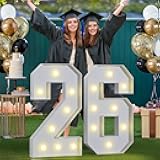 Marquee Numbers 2026 Graduation Decorations: Large Light Up Number Sign 26 3ft GRAD Decor New Years Eve Party Supplies Senior Decor Class of 2026 Balloon Birthday Backdrop High School College