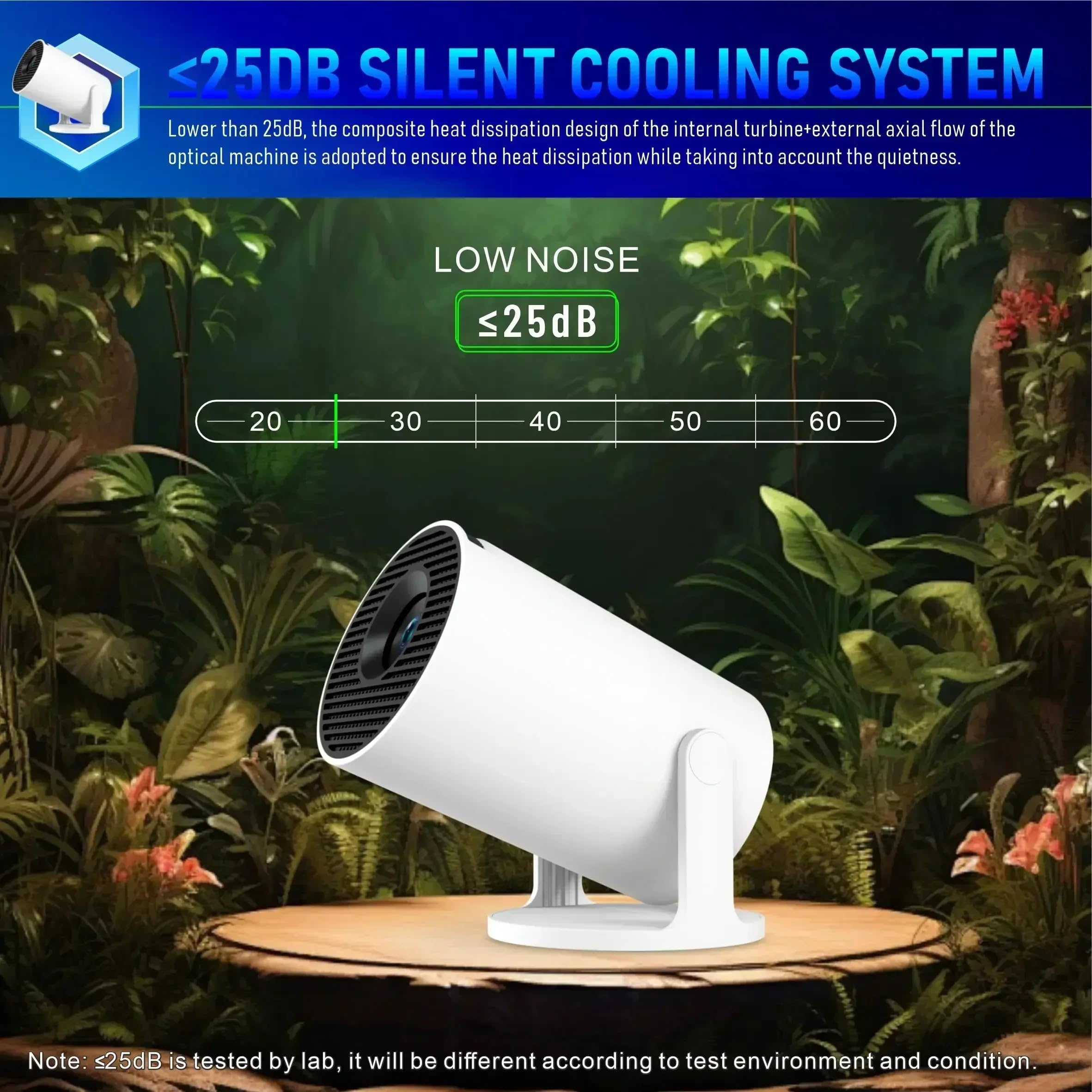 Mini Projektor, inteligentny projektor 4K z Wi-Fi 6 i Bluetooth 5.4, przenośny projektor z systemem Android 11, automatyczna korekcja trapezu, 180 stopni, wyświetlacz 130 cali (Biały)