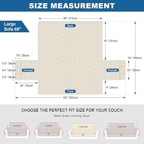 Miniatura 3 de Deep Dream Fundas 100% impermeables para sofá, fundas acolchadas antideslizantes para sofá de 3 cojines, funda de sofá para perros, funda lavable,