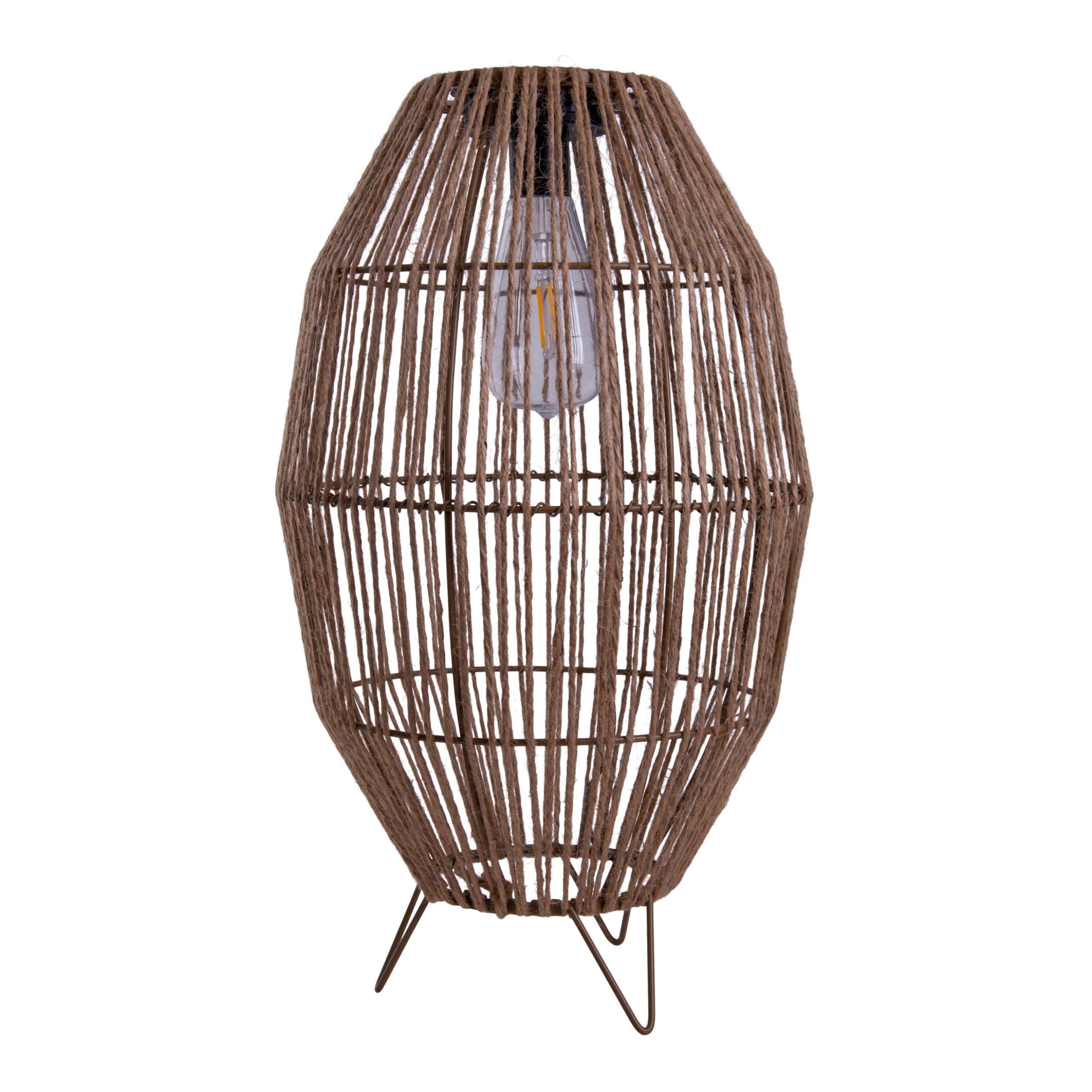Näve Leuchten Korbinian LED Solar Light for Garden and Patio - Solar Lamp/Outdoor Decoration Made of Metal and Jute - Fixed LEDs, 6 lm / 3000 K - Natural, 34 x 19.58 cm