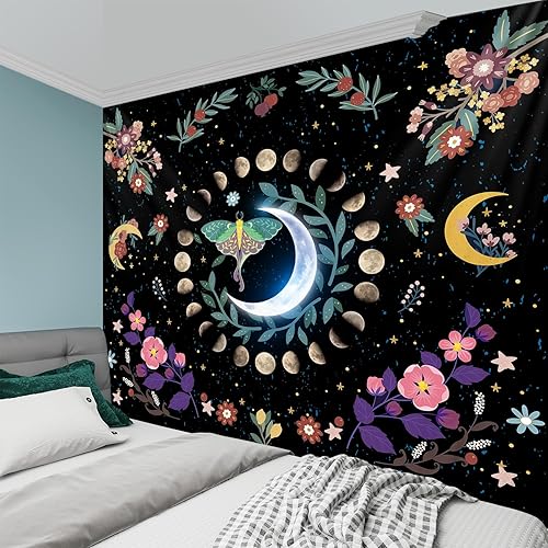 Miniatura 2 de Sevendec Tapiz de pared con diseño de flores de cerezo rosa, para colgar en la pared de la sala de estar, dormitorio, hogar, dormitorio