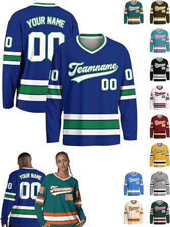 Custom Hockey Jersey Personalized Name, Number & Logo, Ice Hockey Sports Retro Practice Jerseys Shirt for Men, Women, Youth