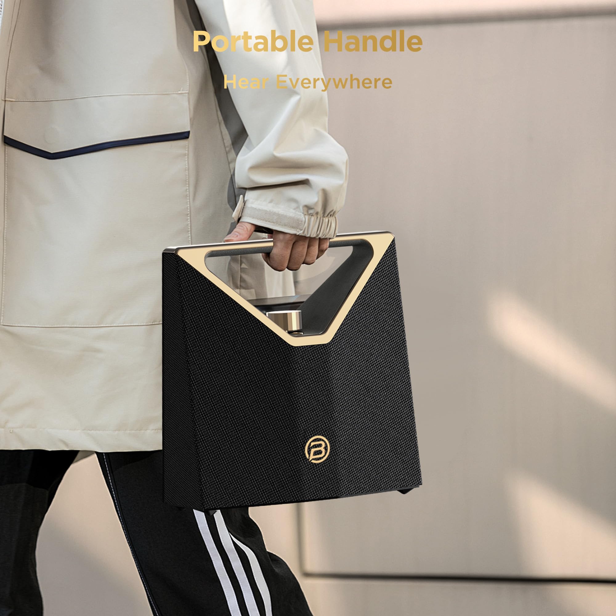 BUGANI Brief Plus Cassa Bluetooth Potente Portatile 80W, Autonomia Riproduzione 12 Ore, Bluetooth Broadcast 100+ Connection, Subwoofer, Supporta Funzioni AUX/USB, Altoparlante Esterno per Feste